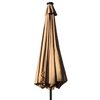 Hiland Solar Market Umbrella with LED Lights in Tan MK-UMB-T